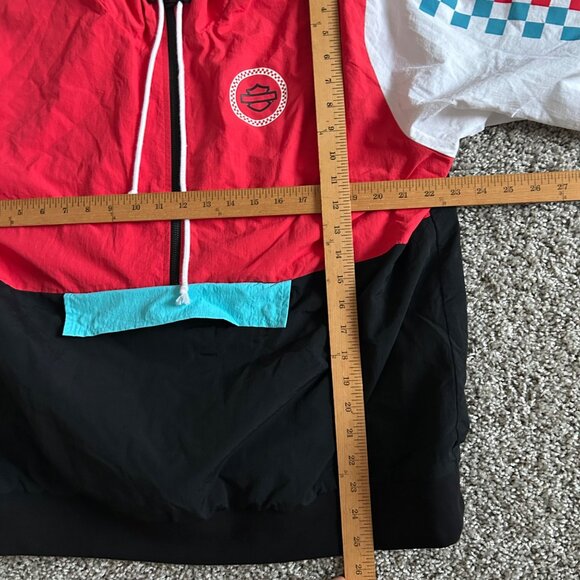 Harley-Davidson Colorblock Pullover Windbreaker Jacket Hooded With Graphics - Picture 9 of 13